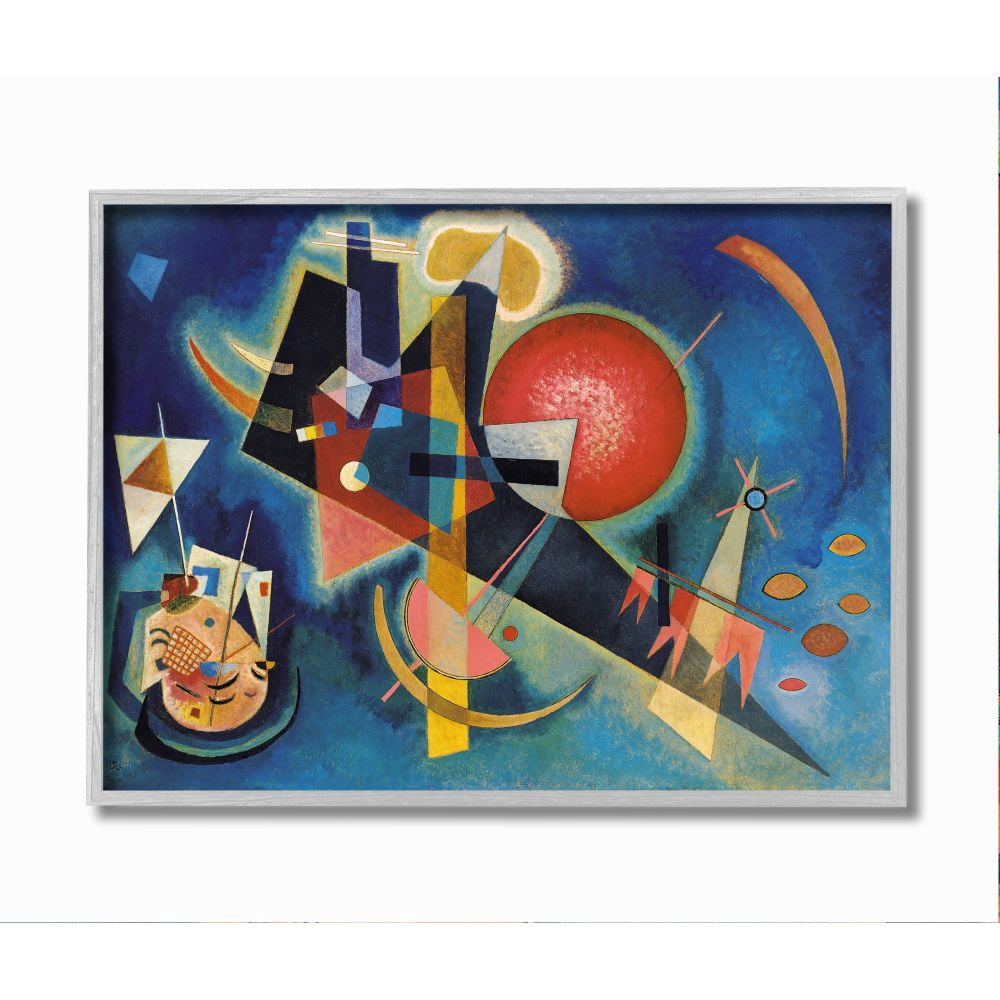 Stupell Industries In Blue Traditional Kandinsky Abstract Shape Painting Framed Wall Art Design by Wassily Kandinsky, 16" x 20", Gray Framed