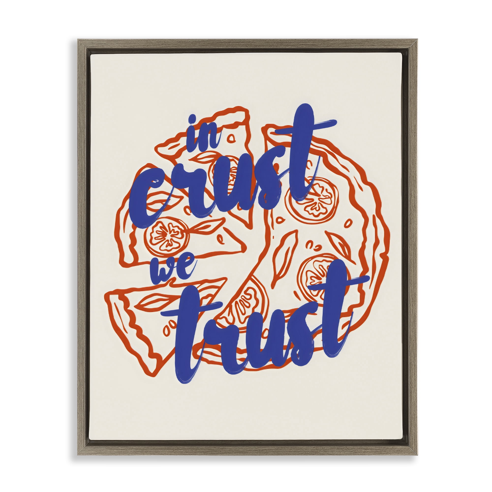 Stupell Industries In Crust We Trust Pizza Brown Framed Floater Canvas Wall Art, design by The Prints Vibe