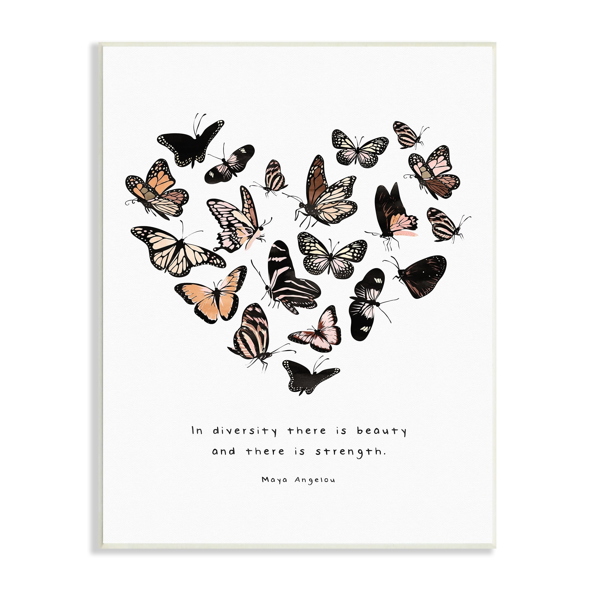 Stupell Industries In Diversity There's Beauty and Strength Butterfly Heart, 10 x 15,Design by Erica Billups