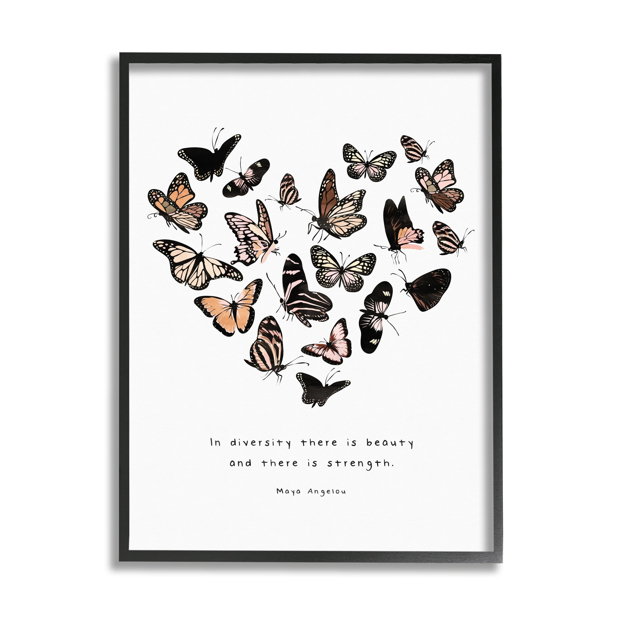 Stupell Industries In Diversity There's Beauty and Strength Butterfly Heart, 24 x 30,Design by Erica Billups