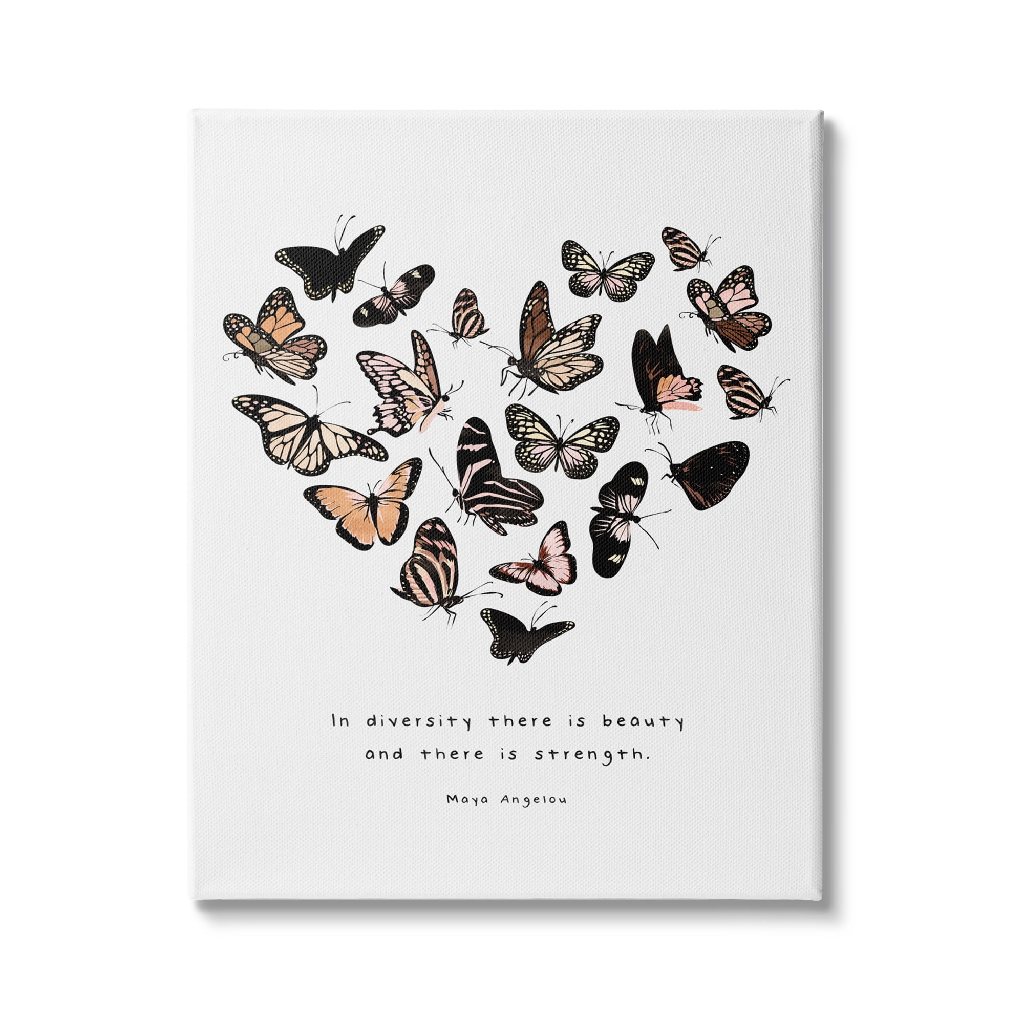 Stupell Industries In Diversity There's Beauty and Strength Butterfly Heart, 36 x 48,Design by Erica Billups