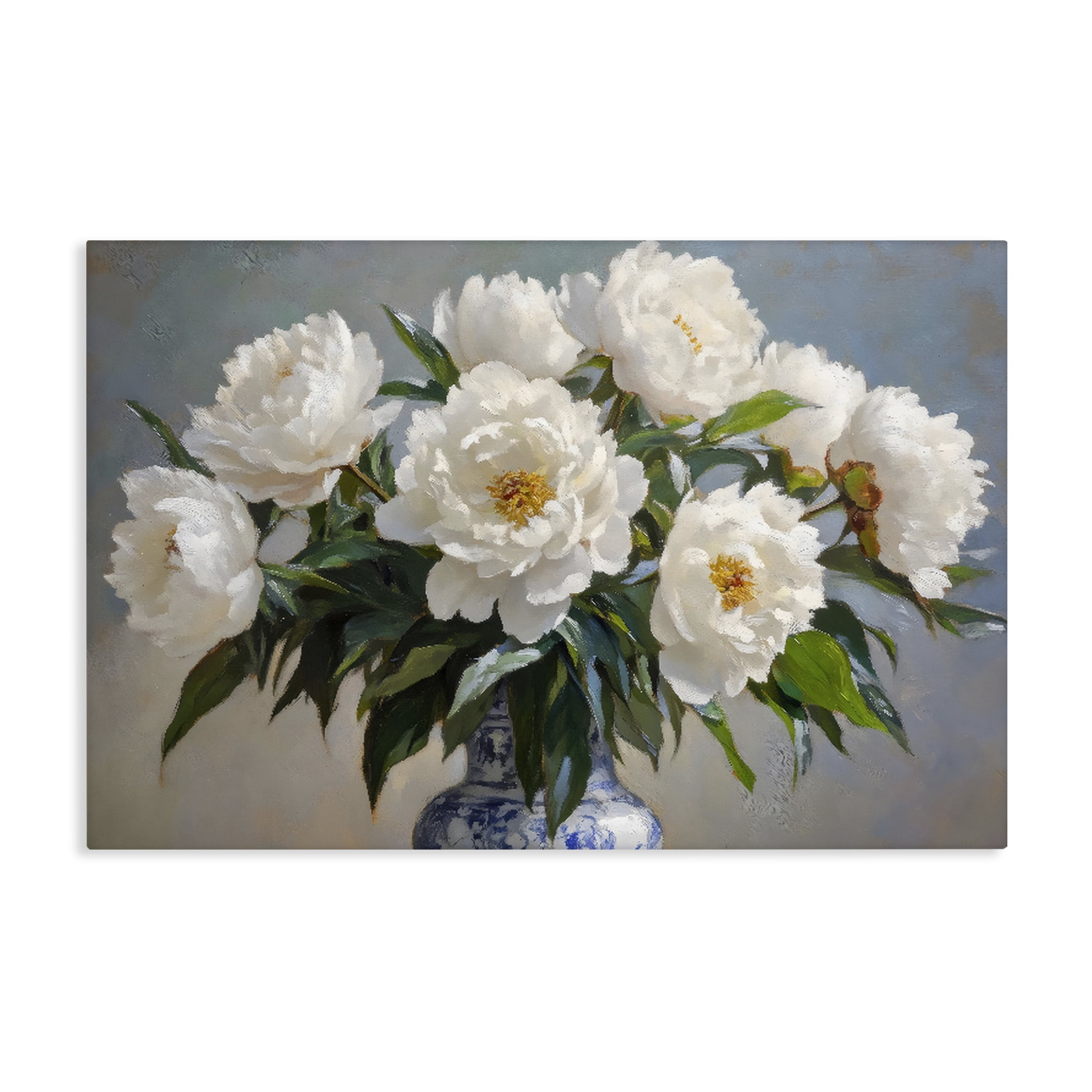 Stupell Industries In Full Bloom White Peonies Canvas Wall Art, design by Petal Prints Design