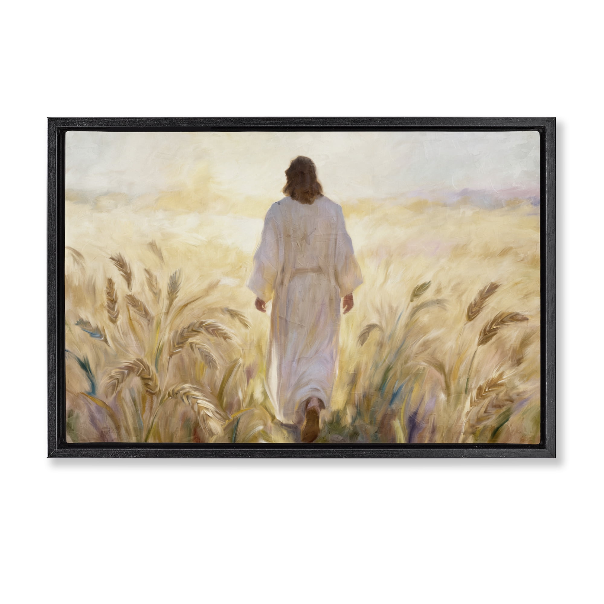 Stupell Industries In His Steps Walking Faithfully Black Framed Floater Canvas Wall Art, design by Kim Allen