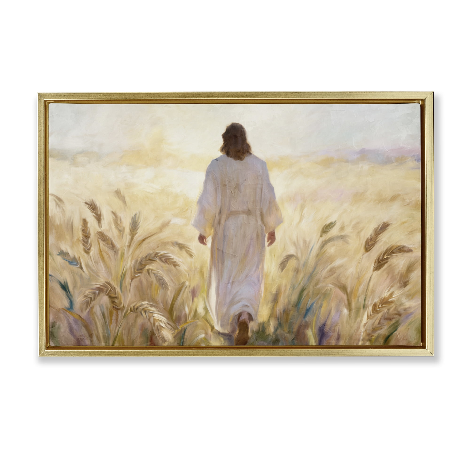 Stupell Industries In His Steps Walking Faithfully Gold Framed Floater Canvas Wall Art, design by Kim Allen