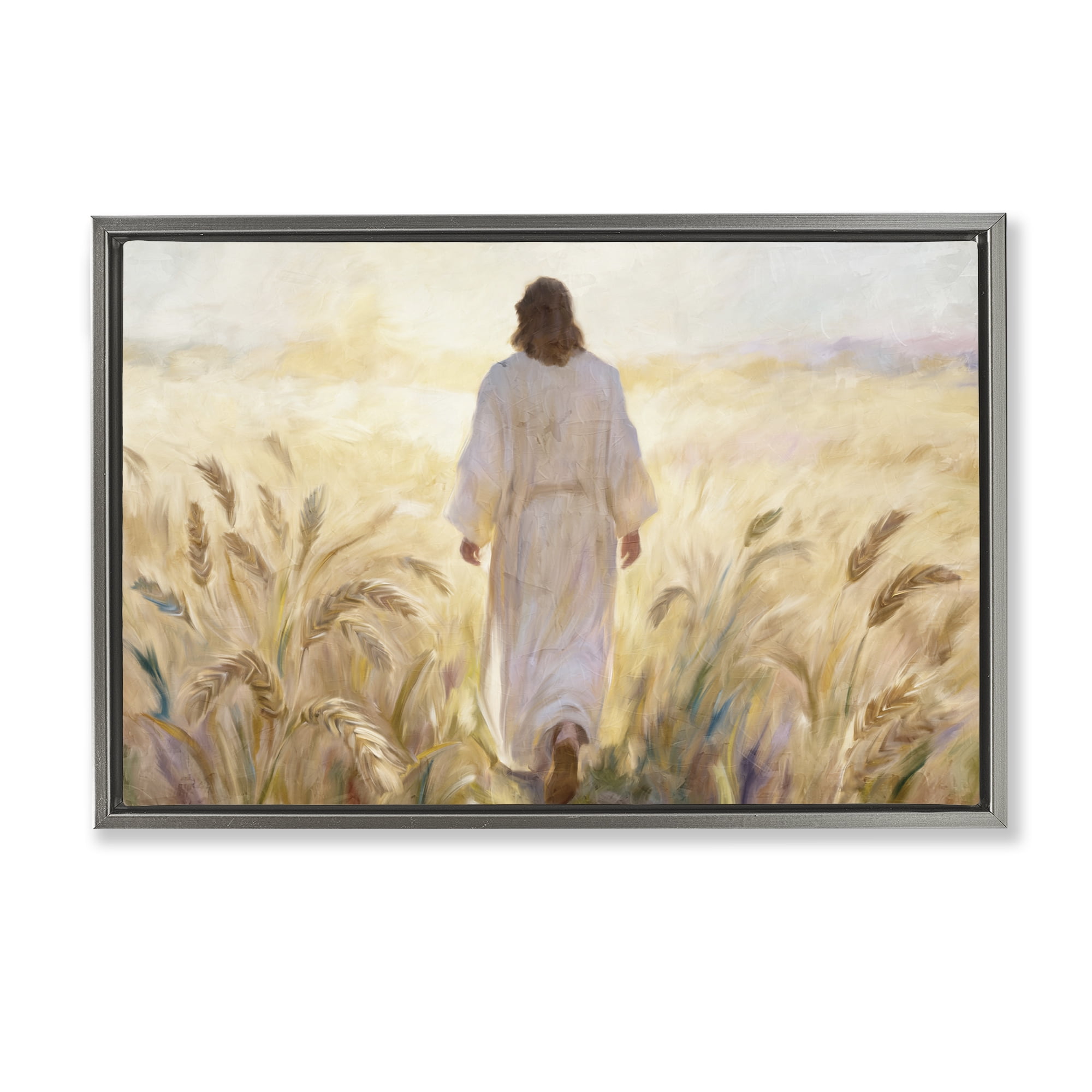 Stupell Industries In His Steps Walking Faithfully Gray Framed Floater Canvas Wall Art, design by Kim Allen