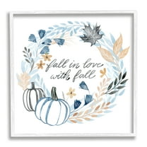 Stupell Industries In Love with Fall Blue Autumn Foliage Wreath , 24 x 24, Design by Grace Popp