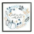 thumbnail image 1 of Stupell Industries In Love with Fall Blue Autumn Foliage Wreath Inspirational Painting Black Framed Art Print Wall Art, 24 x 24, 1 of 7