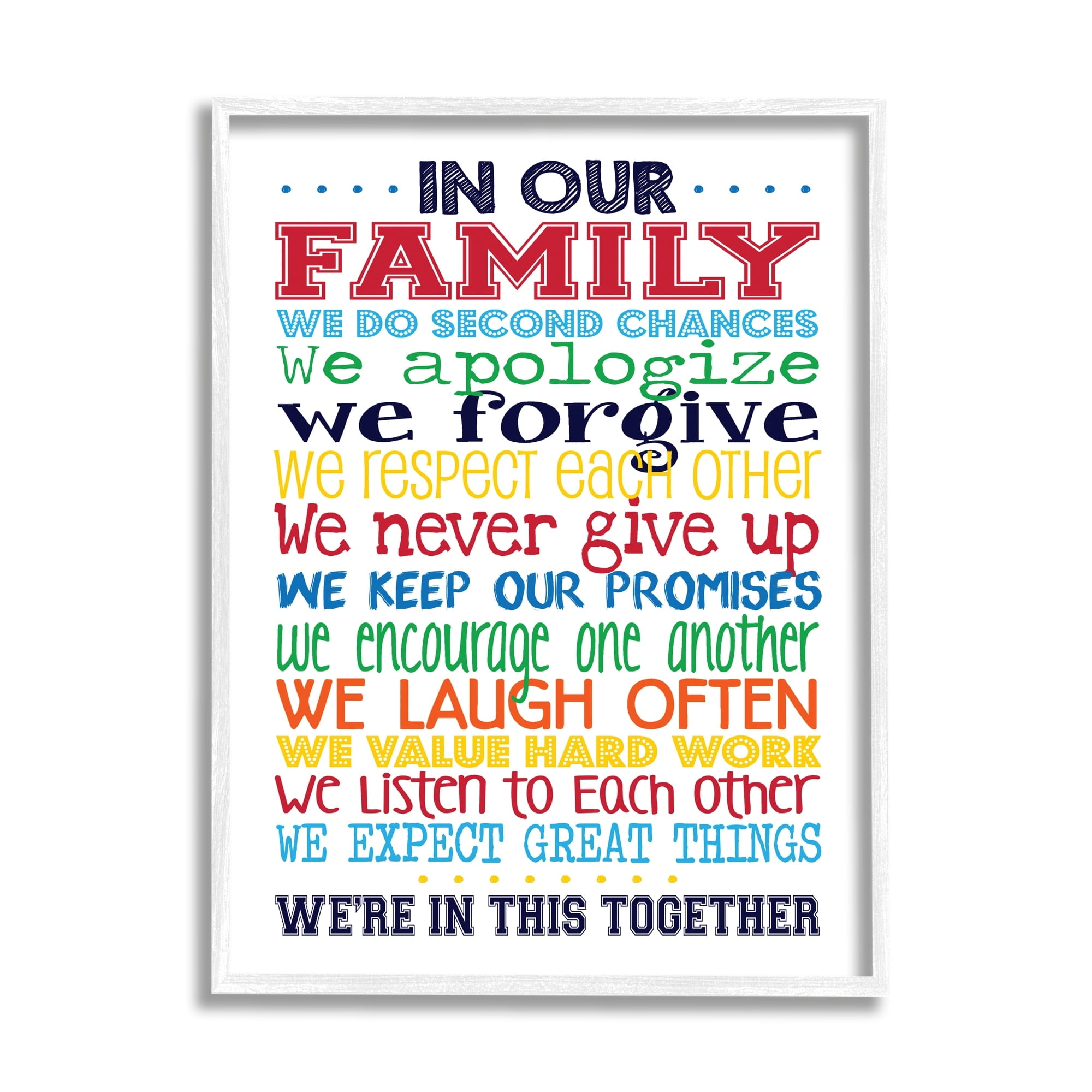 Stupell Industries In Our Family Rainbow Typography, 16 x 20,Design by Erica Billups