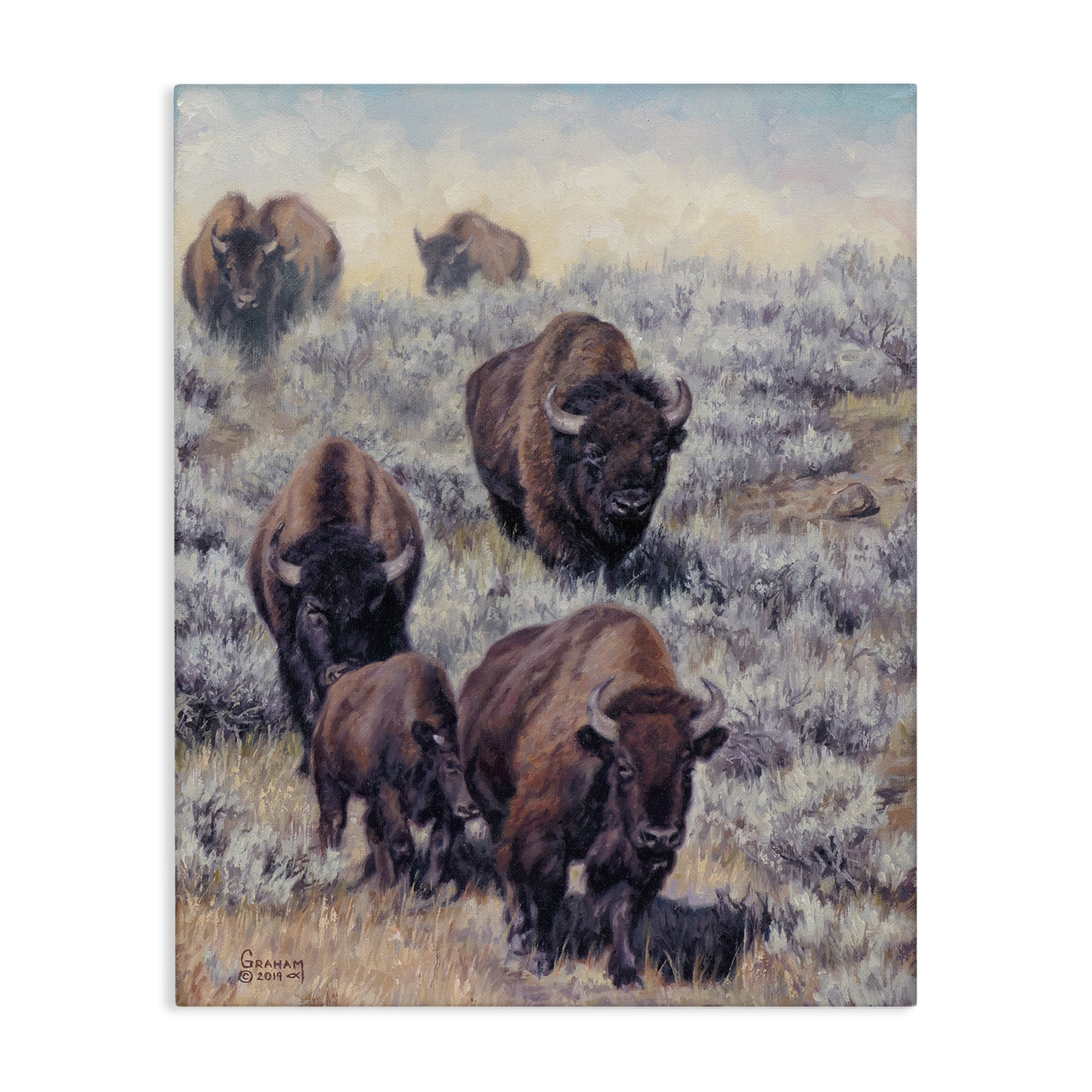 Stupell Industries In Search Of New Grass Landscape Painting Gallery Wrapped Canvas Art Print Wall Art, 36 x 48