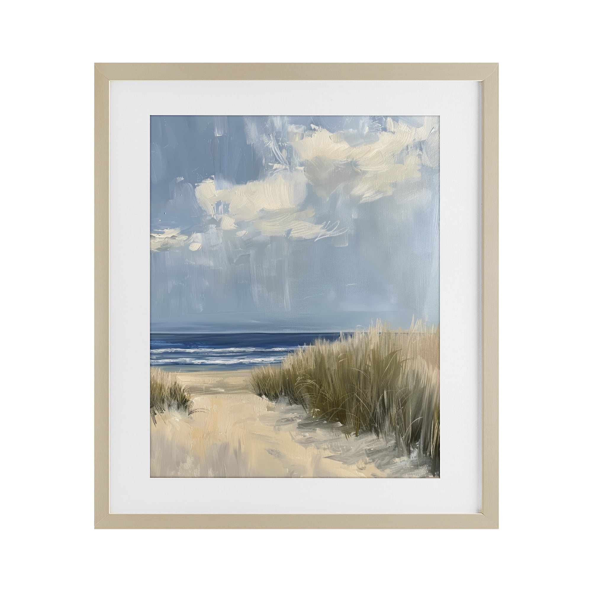 Stupell Industries In The Dunes By The Sea Birch Framed Print Under Glass, design by Petal Prints Design