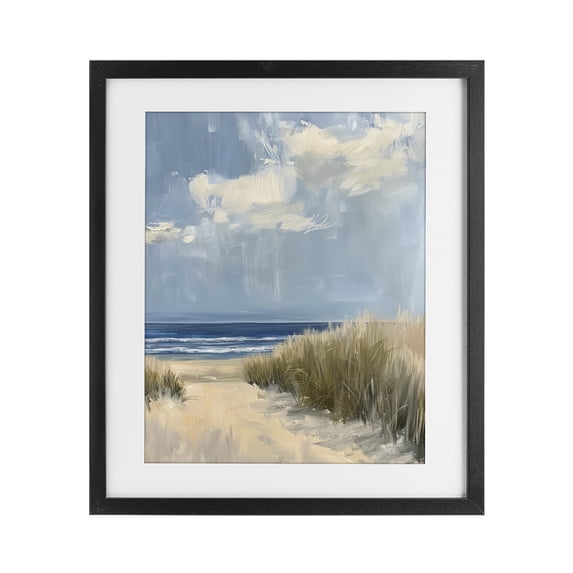 Stupell Industries Coastal In The Dunes By The Sea Black Framed Print Under Glass, 13 x 16, by Petals Prints Design