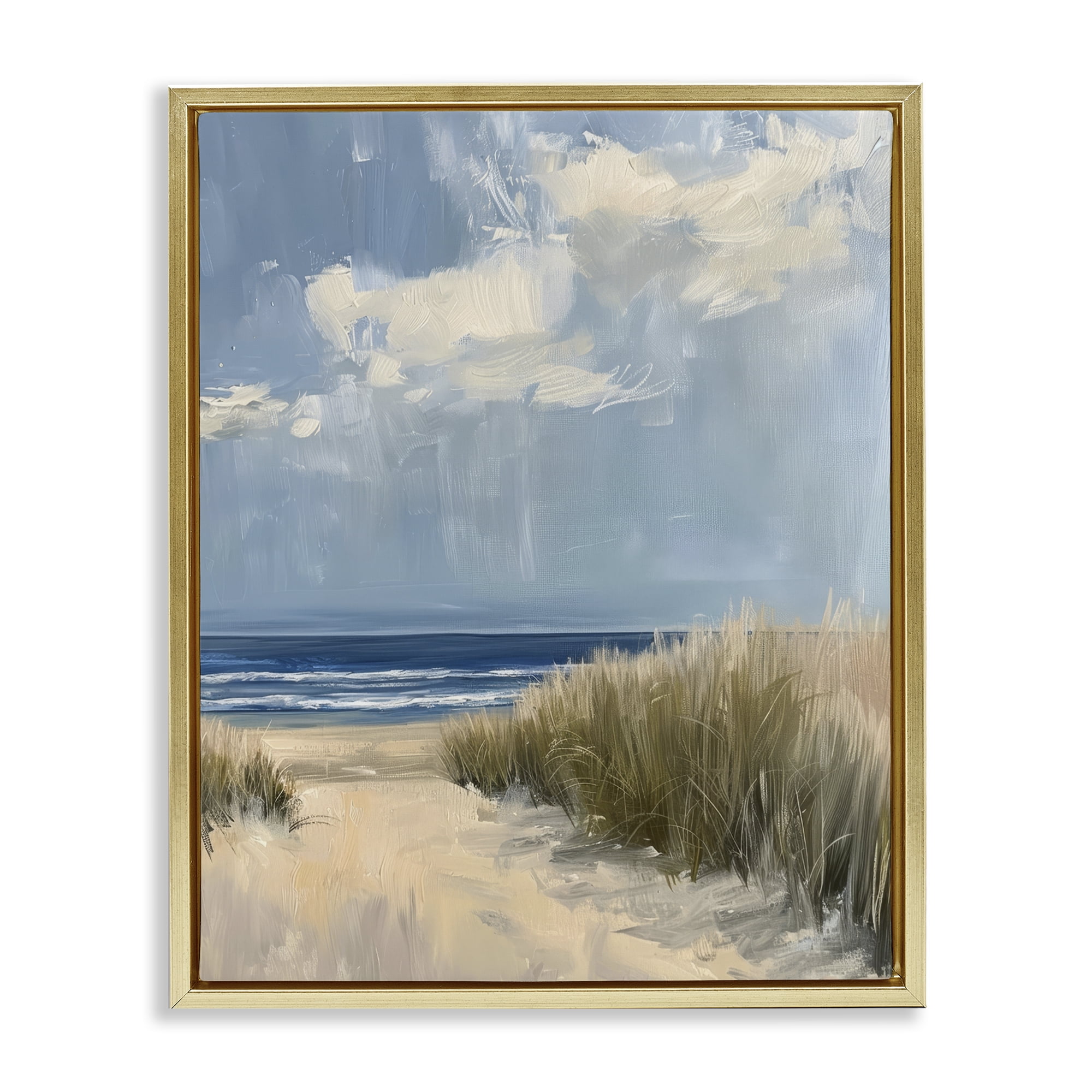 Stupell Industries In The Dunes By The Sea Gold Framed Floater Canvas Wall Art, design by Petal Prints Design