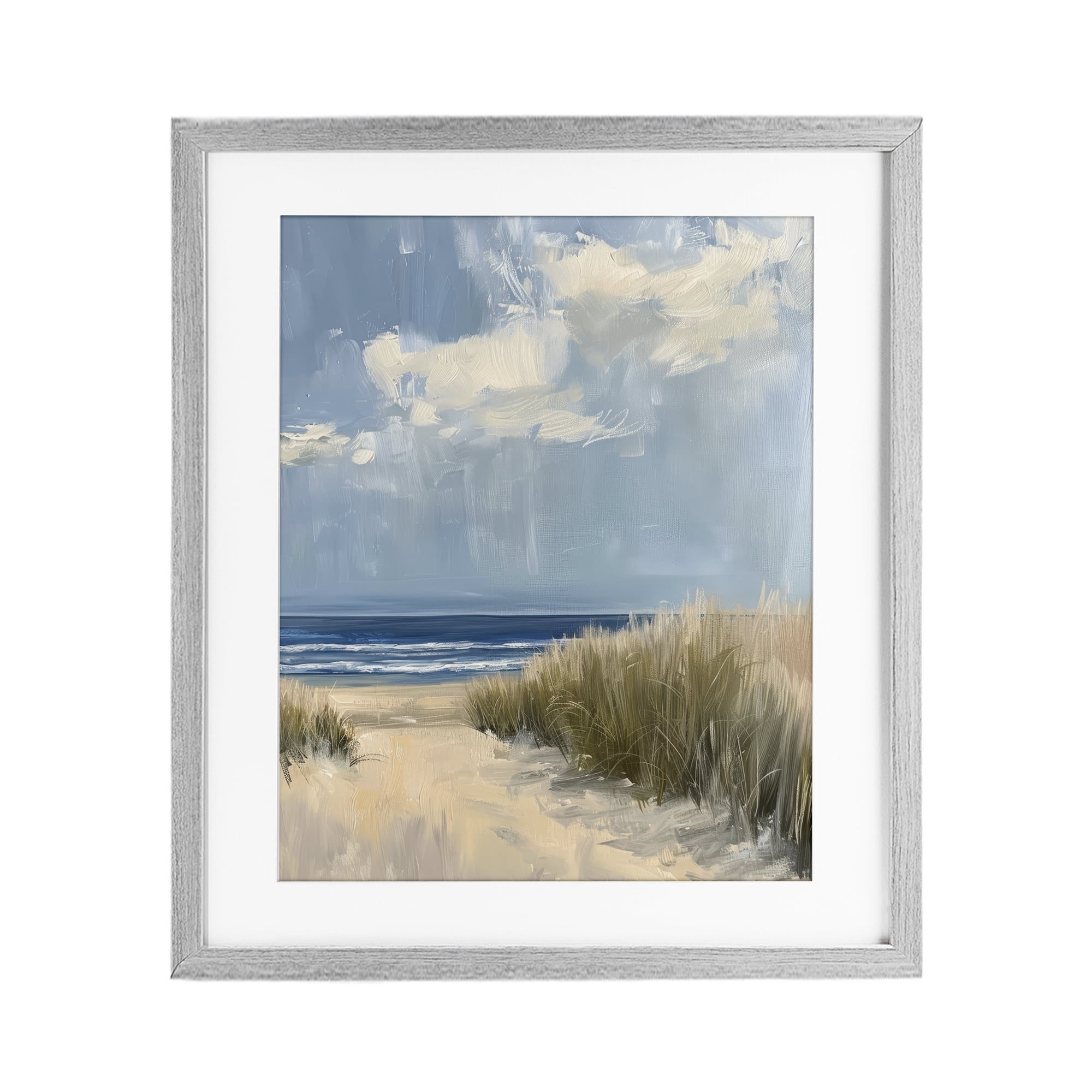 Stupell Industries In The Dunes By The Sea Gray Framed Print Under Glass, design by Petal Prints Design