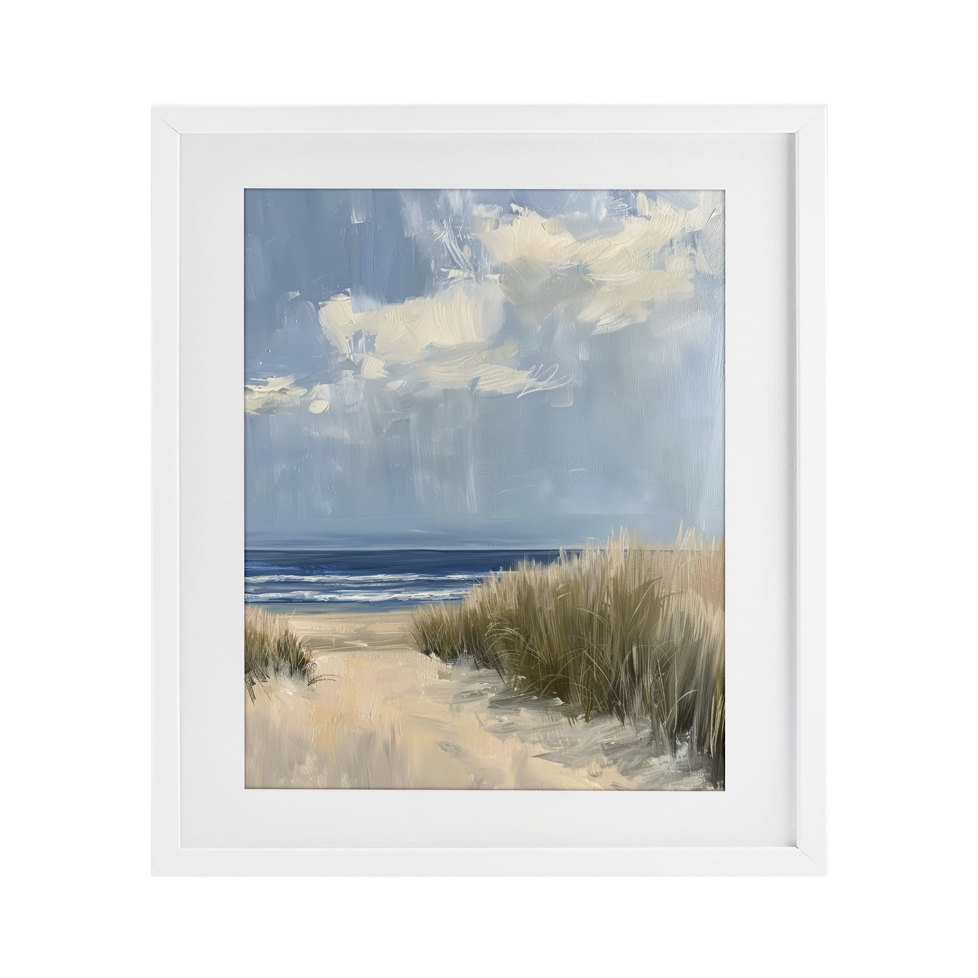 Stupell Industries In The Dunes By The Sea White Framed Print Under Glass, design by Petal Prints Design