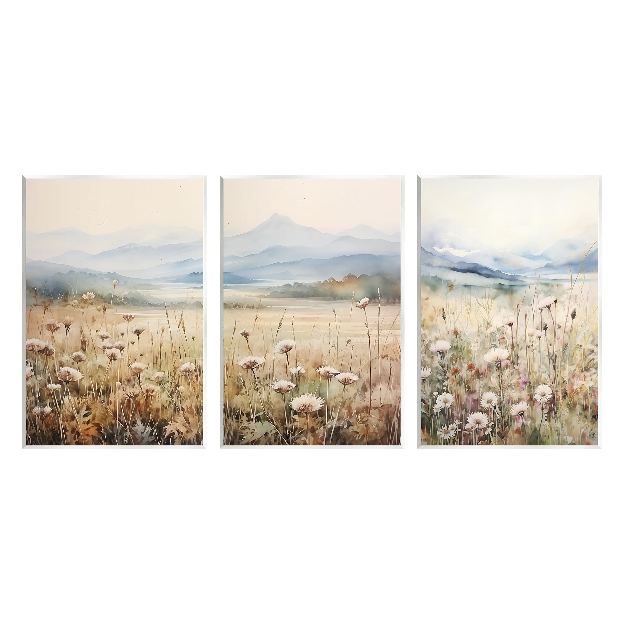 Stupell Industries In The Field Landscape Landscape Painting Unframed Art Print Wall Art, 10 x 15, Set of 3