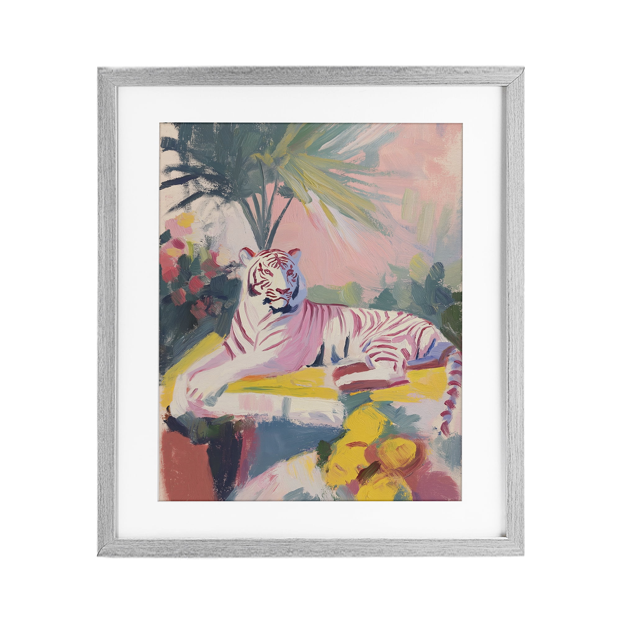 Stupell Industries In The Quiet Shade Tiger Gray Framed Print Under Glass, design by Svetlana Aleynikova