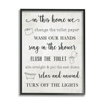 Stupell Industries In This Home Bathroom Rules Graphic Art Black Framed Art Print Wall Art, Design by Natalie Carpentieri
