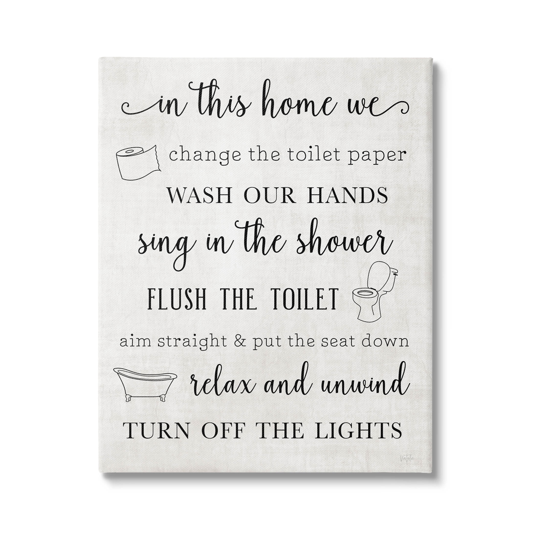 Stupell Industries In This Home Bathroom Rules Graphic Art Gallery Wrapped Canvas Print Wall Art, Design by Natalie Carpentieri