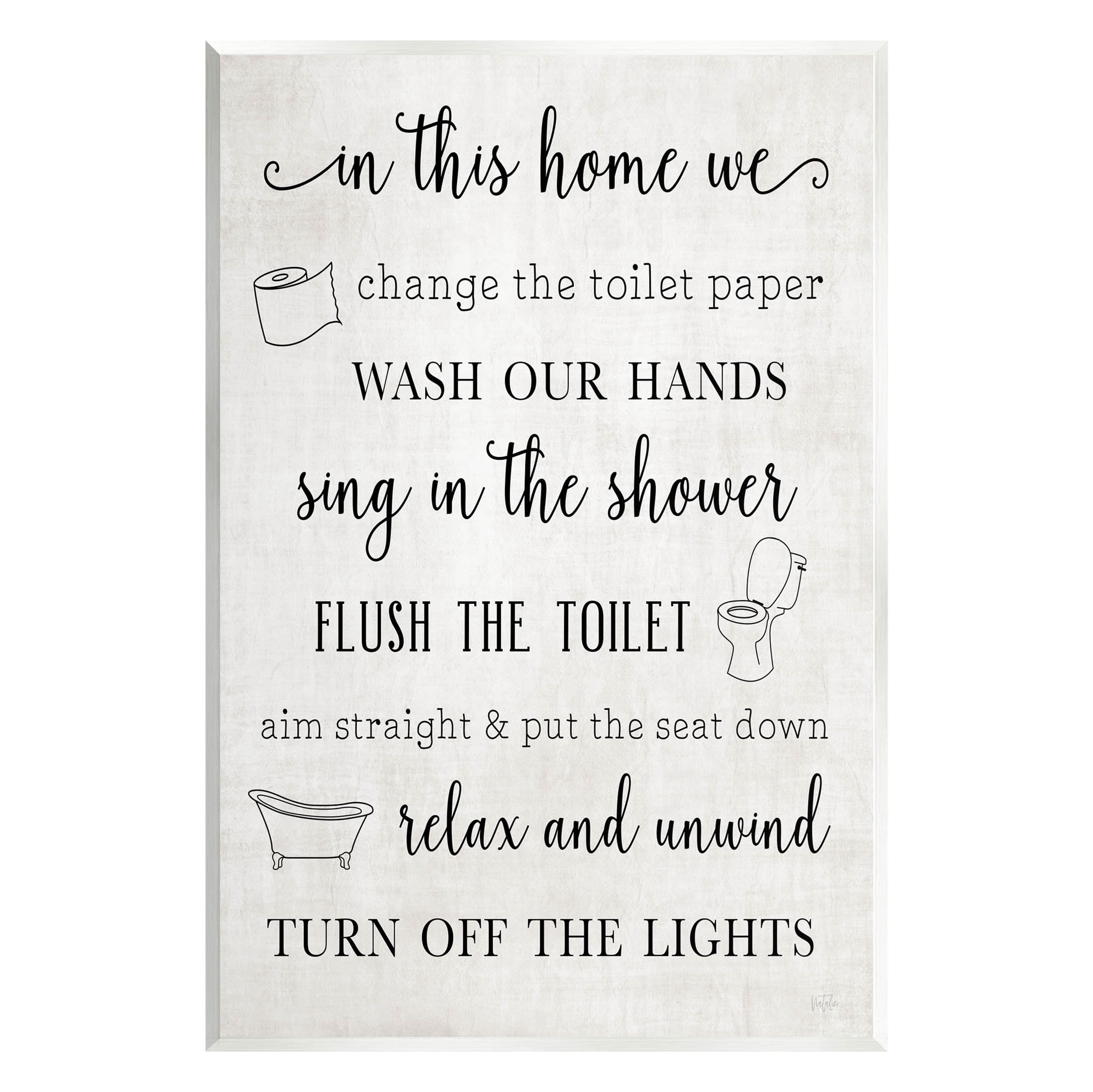 Stupell Industries In This Home Bathroom Rules Graphic Art Unframed Art Print Wall Art, Design by Natalie Carpentieri