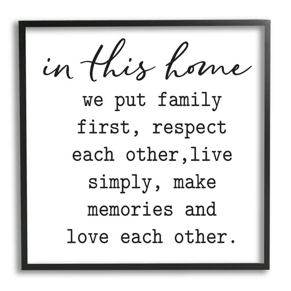 Stupell Industries In This Home Touching Family Quote Casual Design Graphic Art Black Framed Art Print Wall Art, Design by Lettered and Lined