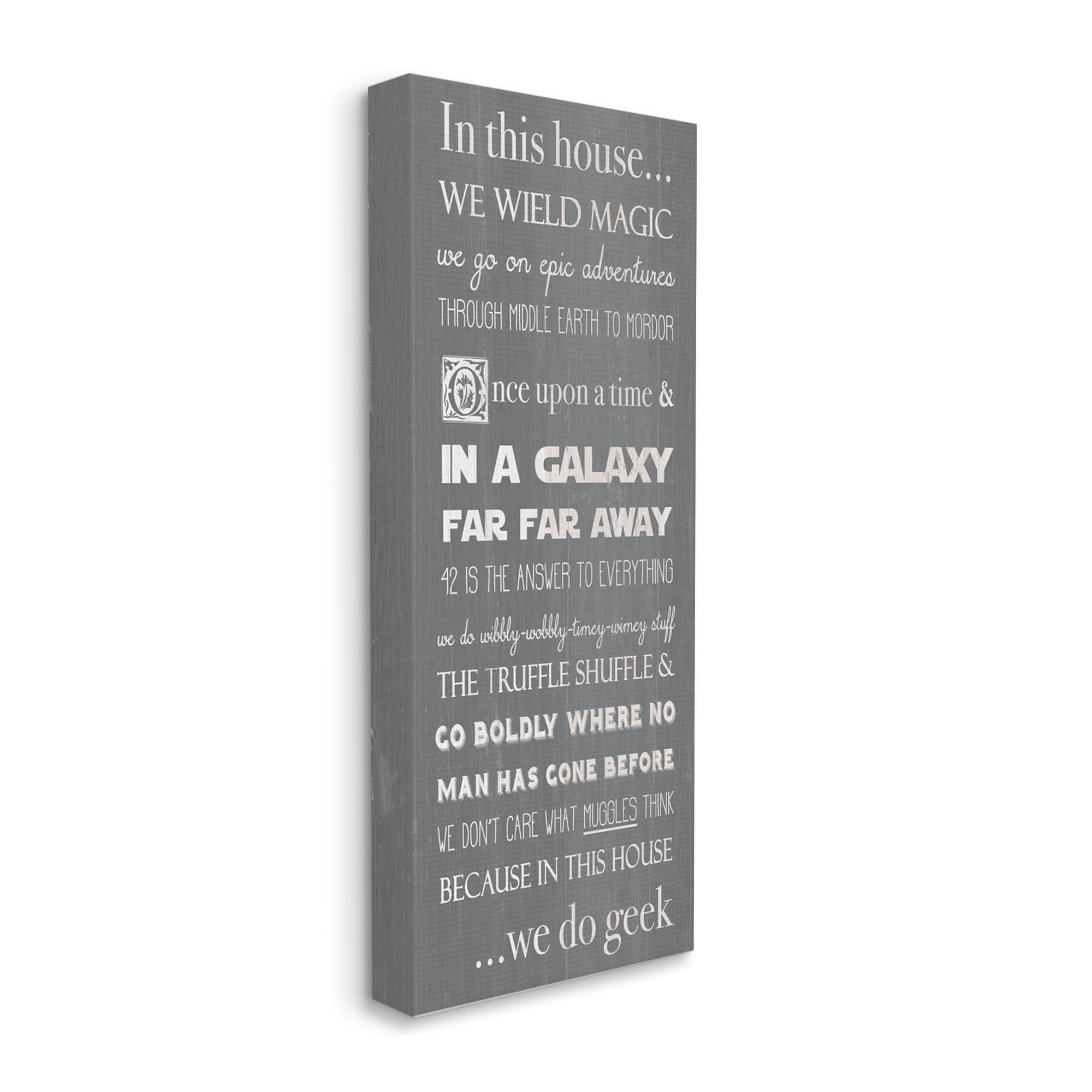 Stupell Industries In This House Phrase Family Movie Night Quotes Inspirational Painting Gallery Wrapped Canvas Art Print Wall Art, 17 x 40