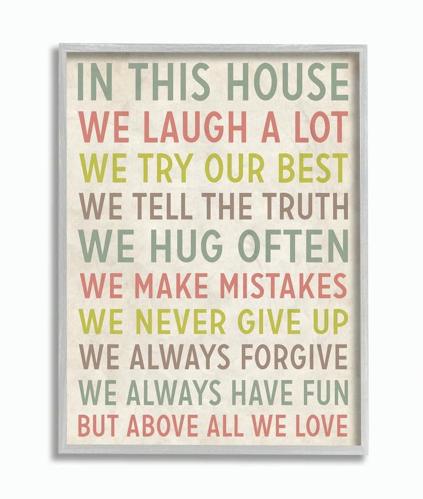 Stupell Industries In This House We Inspirational Art Graphic Art Gray Framed Art Print Wall Art, 11x14, by Louise Carey
