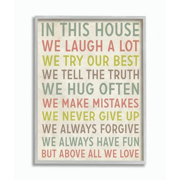 Stupell Industries In This House We Inspirational Art Graphic Art Gray Framed Art Print Wall Art, 11x14, by Louise Carey