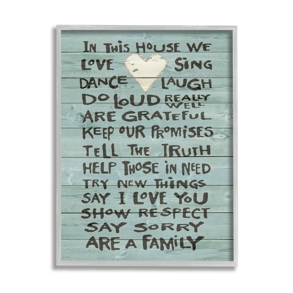 Stupell Industries In This House We Love Family Heart Rustic Wood Look Graphic Art Framed Art Print Wall Art, 24x30, By Jo Moulton