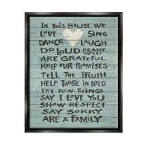 Stupell Industries In This House We Love Family Heart Rustic Wood Look Jet Black Framed Floating Canvas Wall Art, 16x20, by Jo Moulton