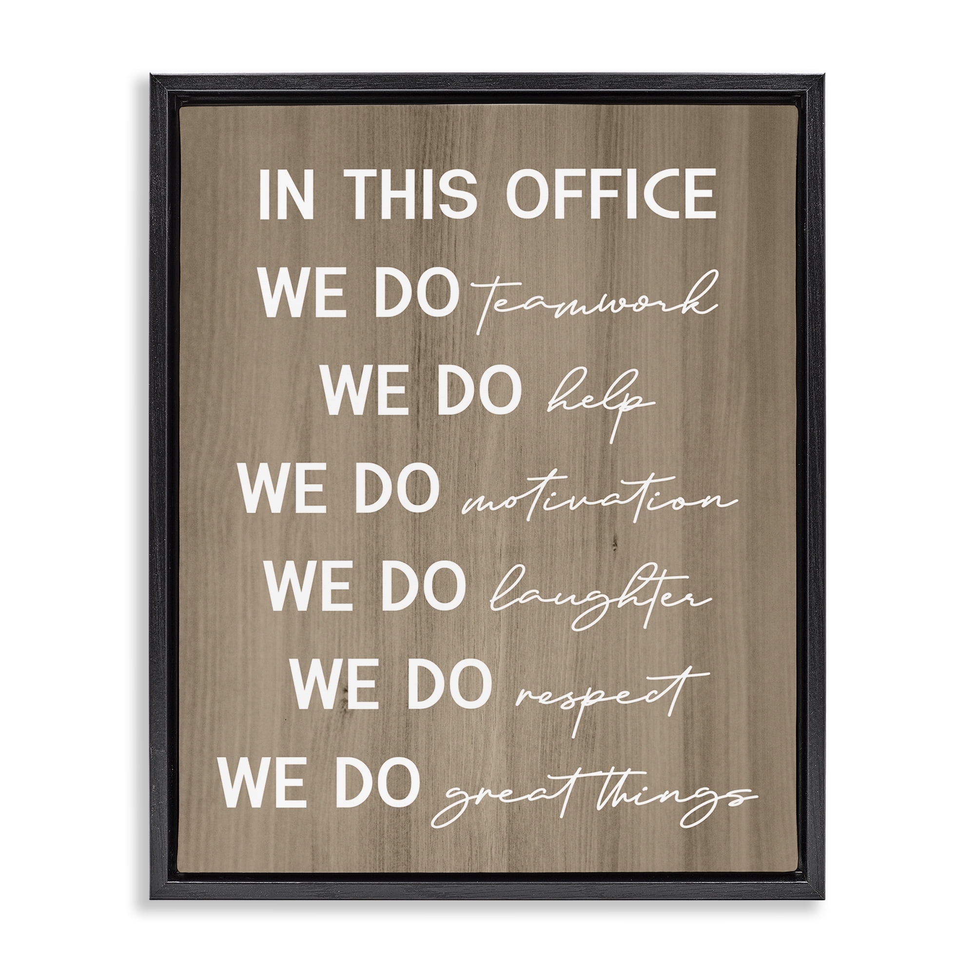 Stupell Industries In This Office Motivational Text & Numbers Painting Black Floater Framed Canvas Art Print Wall Art, 17 x 21