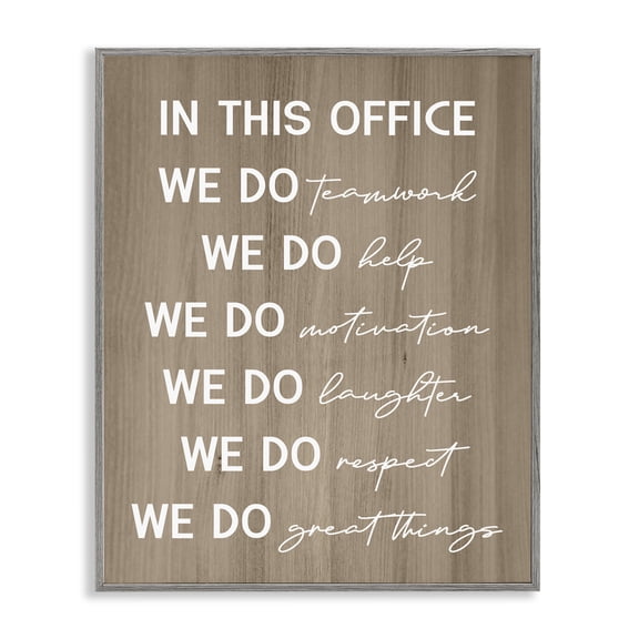 Stupell Industries In This Office Motivational Text & Numbers Painting Gray Framed Art Print Wall Art, 24 x 30
