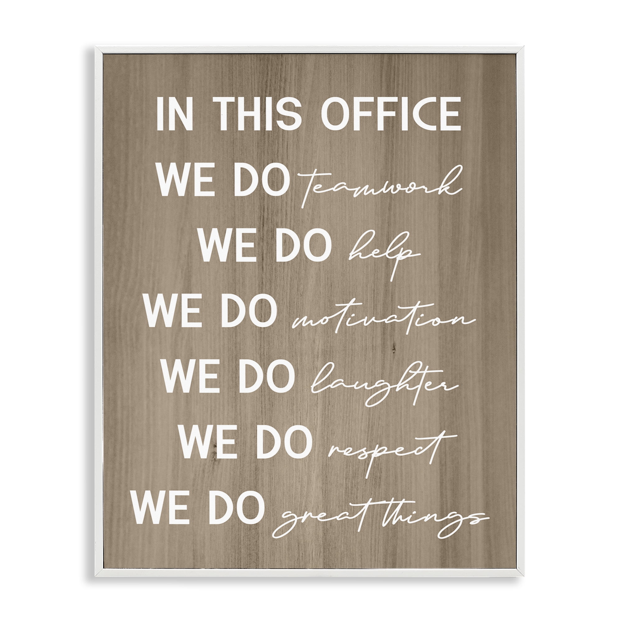 Stupell Industries In This Office Motivational Text & Numbers Painting White Framed Art Print Wall Art, 11 x 14