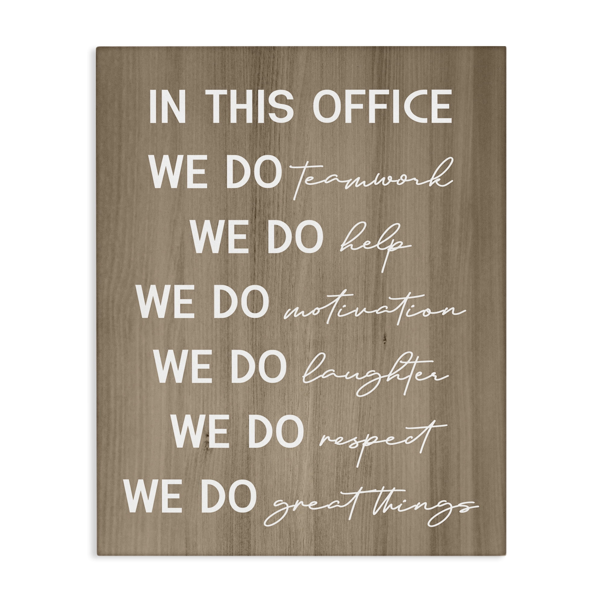 Stupell Industries In This Office Motivational Text & Numbers Painting Wrapped Canvas Art Print Wall Art, 16 x 20
