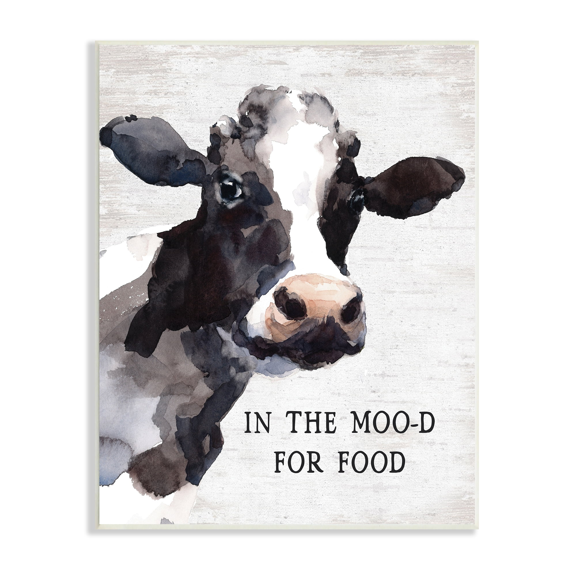 Stupell Industries In the Moo-d For Food Funny Kitchen Cow, 10 x 15, Design by Lettered and Lined