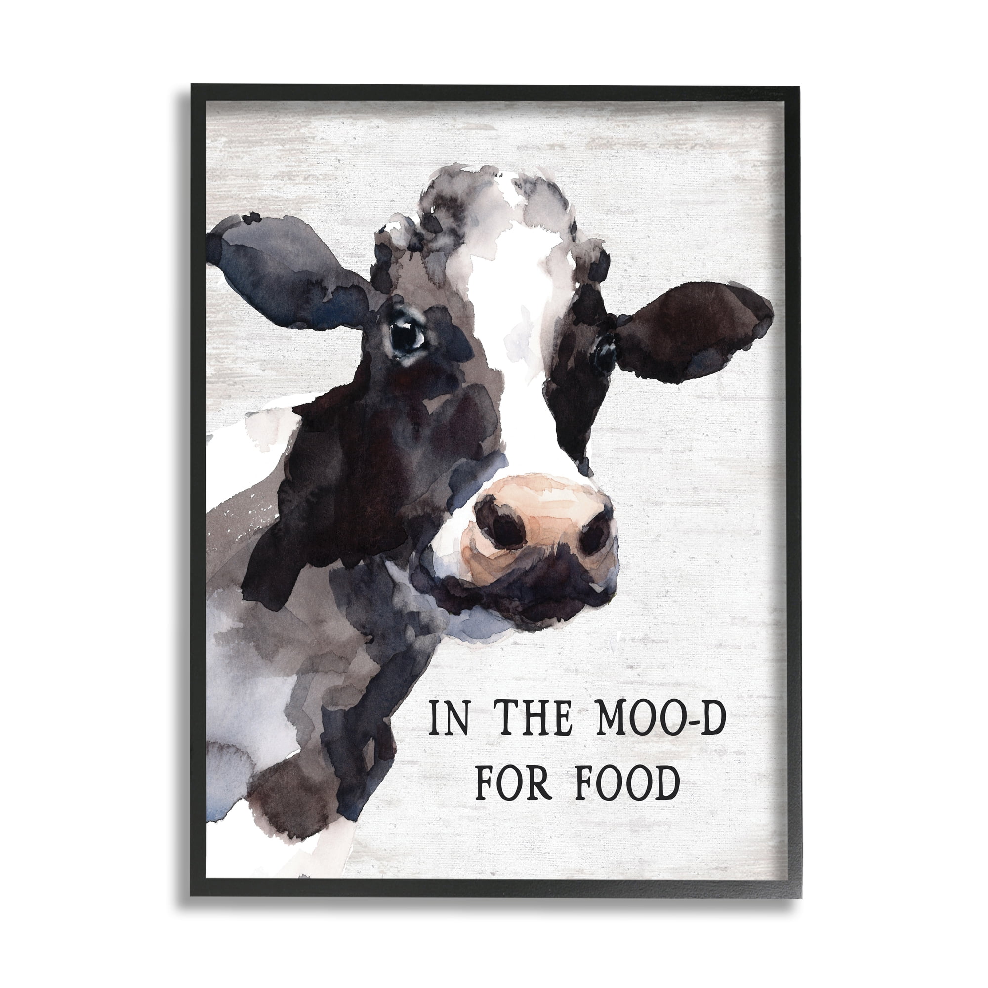 Rustic Ebony Wood Framed Kitchen Cow Wall Art, 11 x 14