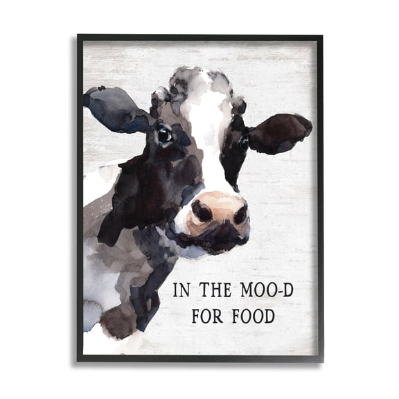 Stupell Industries In the Moo-d For Food Funny Kitchen Cow, 11 x 14, Design by Lettered and Lined
