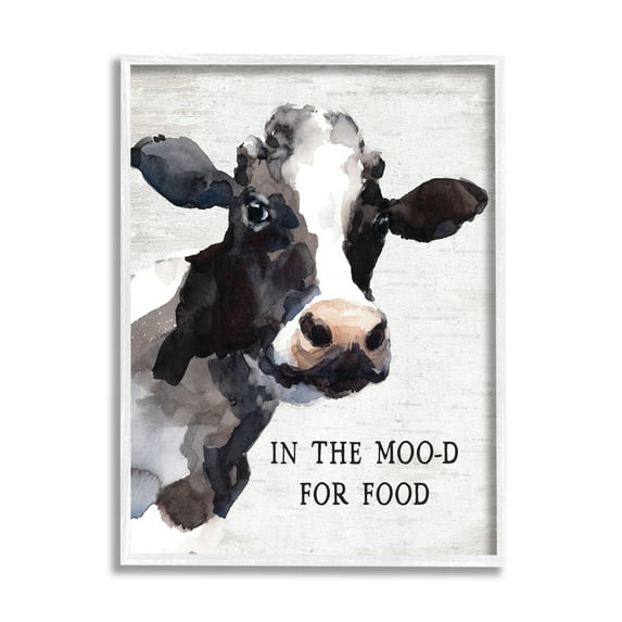 Stupell Industries In the Moo-d For Food Funny Kitchen Cow, 11 x 14, Design by Lettered and Lined