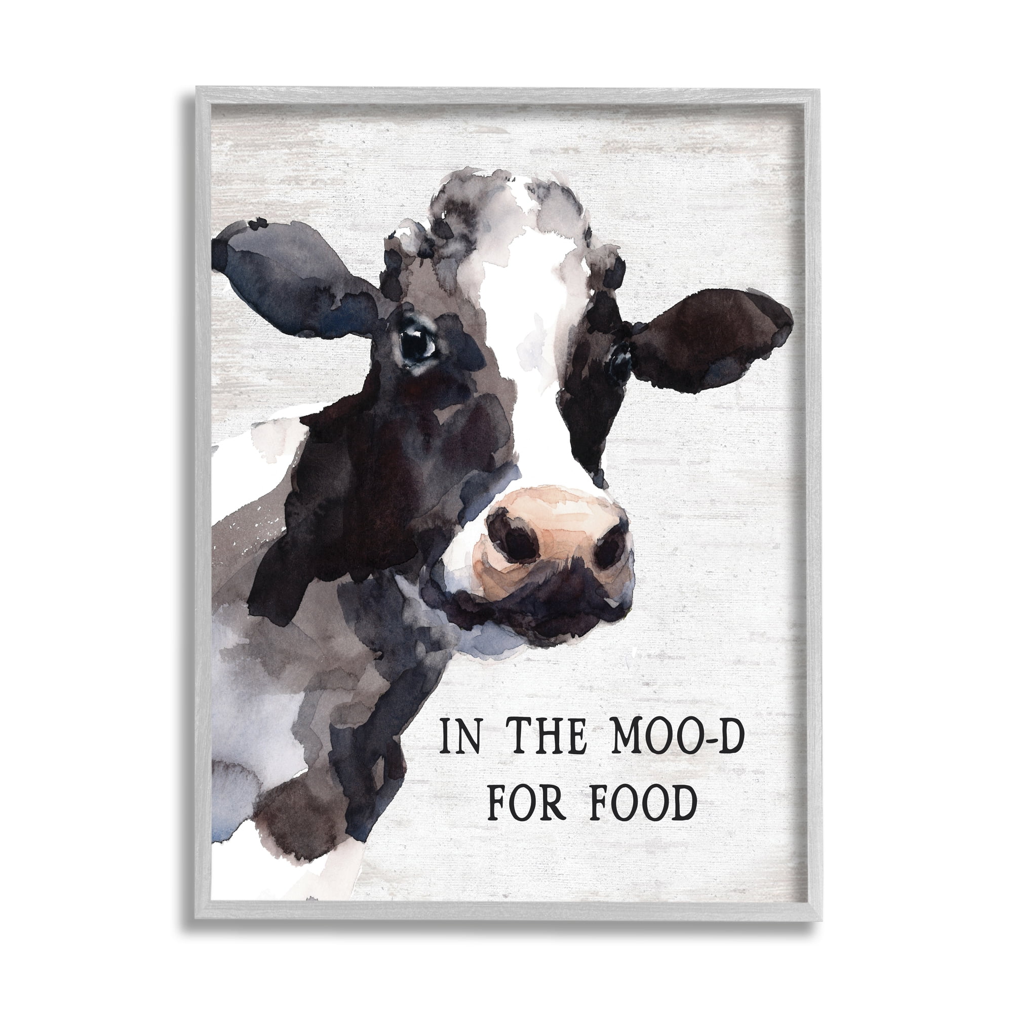 Stupell Industries In the Moo-d For Food Funny Kitchen Cow, 11 x 14, Design by Lettered and Lined
