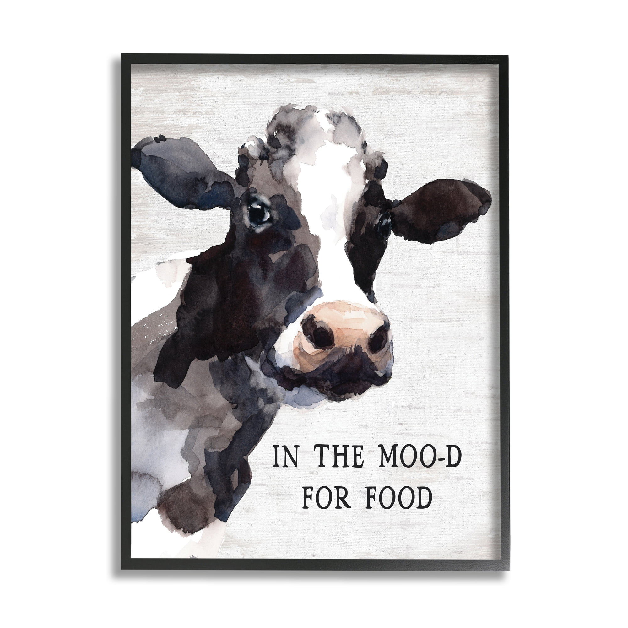 Stupell Industries In the Moo-d For Food Funny Kitchen Cow, 16 x 20, Design by Lettered and Lined