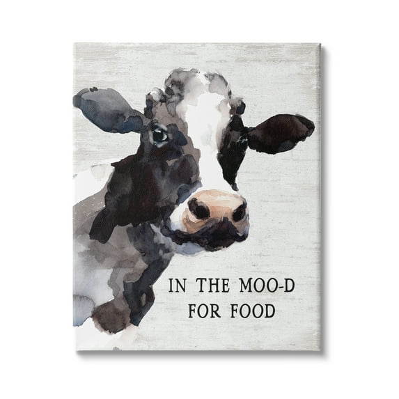 Stupell Industries In the Moo-d For Food Funny Kitchen Cow, 24 x 30, Design by Lettered and Lined