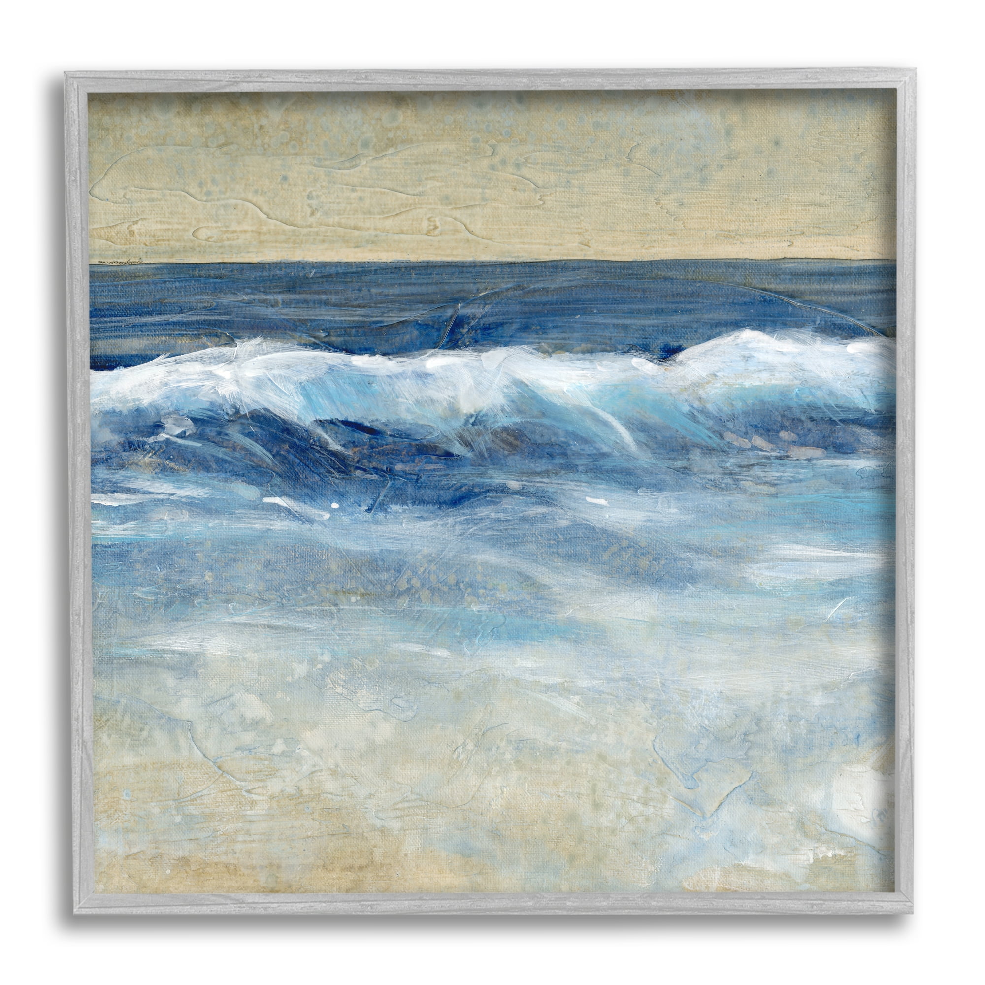 Stupell Industries Incoming Beach Tide Contemporary Painting Soft Whitecaps Modern Painting Gray Framed Art Print Wall Art, 12 x 12, Design by Tim O'Toole