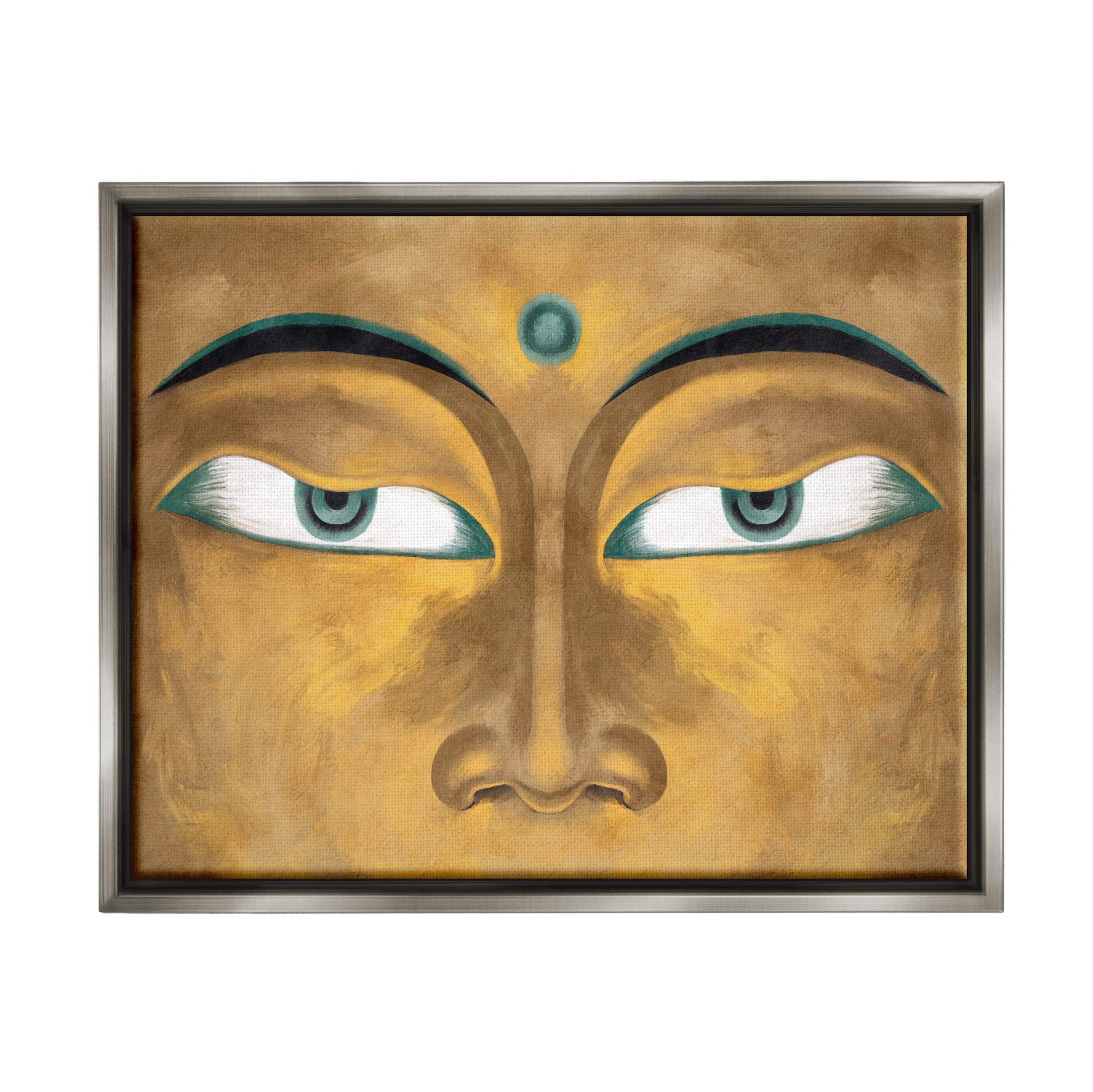 Stupell Industries Indian Bindi Close Up Portrait Graphic Art Luster Gray Floating Framed Canvas Print Wall Art, Design by Lil' Rue