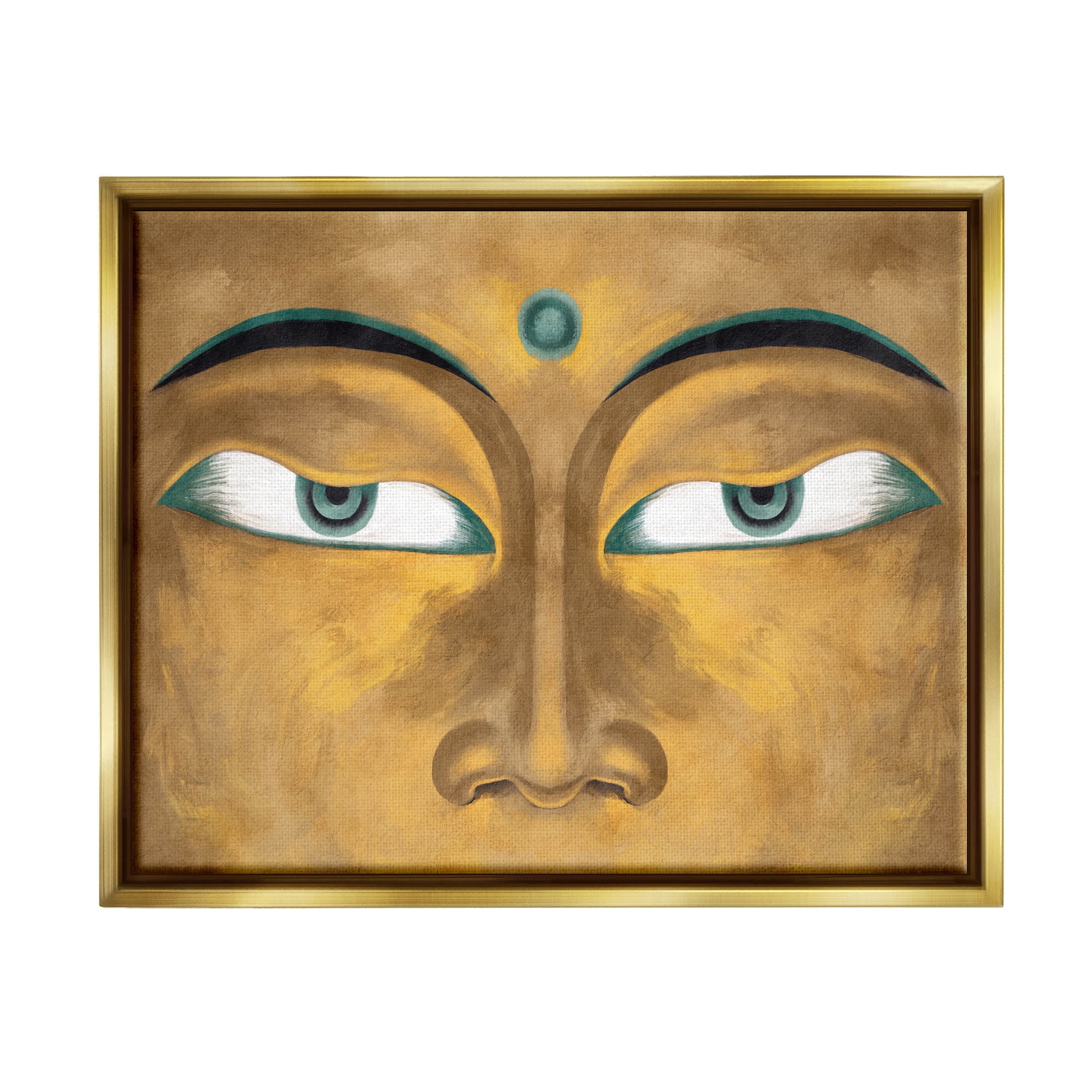 Stupell Industries Indian Bindi Close Up Portrait Graphic Art Metallic Gold Floating Framed Canvas Print Wall Art, Design by Lil' Rue