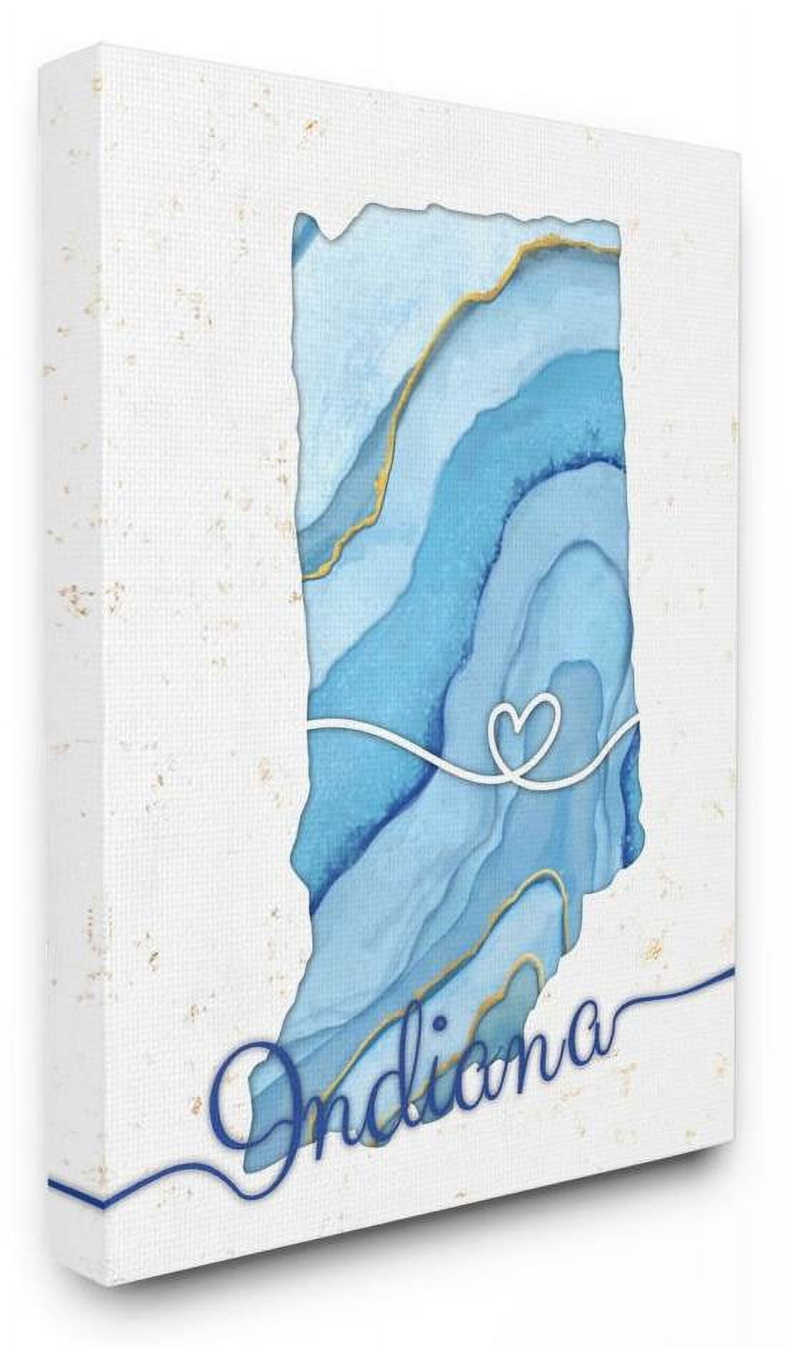 Stupell Industries Indiana Agate Blue US State Design Canvas Wall Art by Ziwei Li