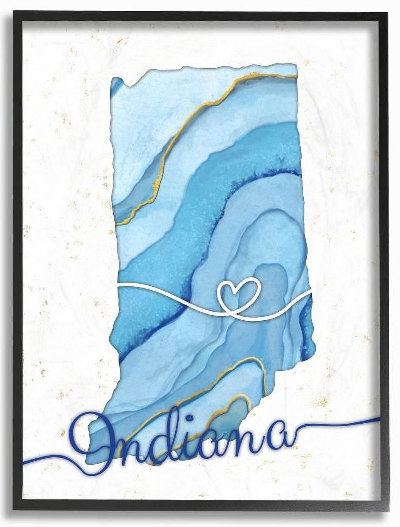 Stupell Industries Indiana Agate Blue US State Design Framed Wall Art by Ziwei Li