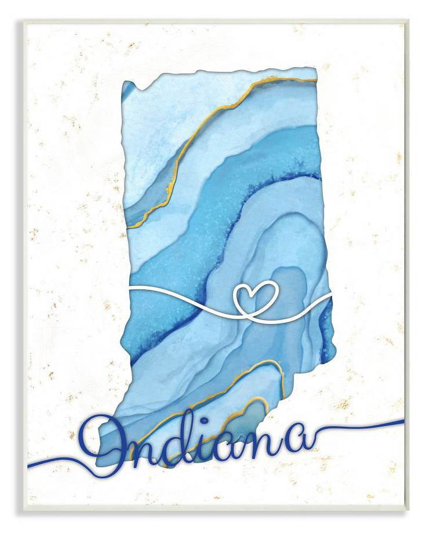 Stupell Industries Indiana Agate Blue US State Design Wall Plaque by Ziwei Li