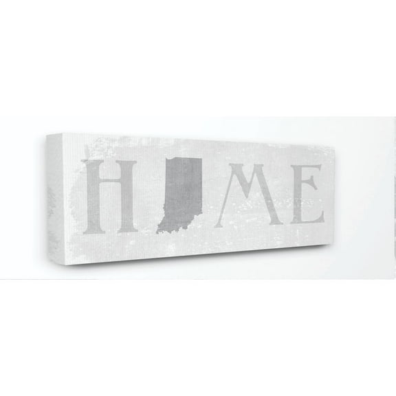 Stupell Industries Indiana Home State Map Grey Neutral Textured Word Design Canvas Wall Art by Daphne Polselli