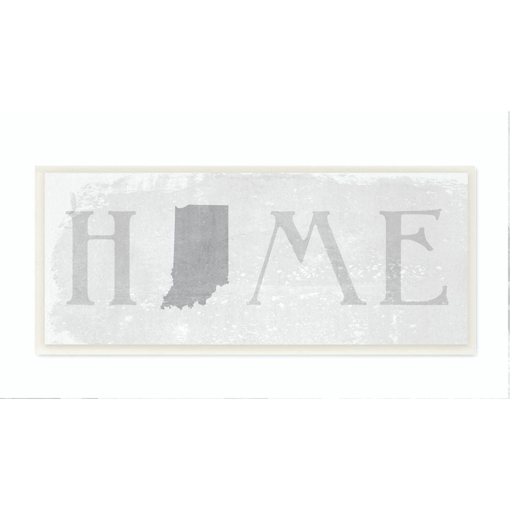 Stupell Industries Indiana Home State Map Grey Neutral Textured Word Design Wall Plaque Art by Daphne Polselli