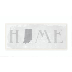 Stupell Industries Indiana Home State Map Grey Neutral Textured Word Design Wall Plaque Art by Daphne Polselli