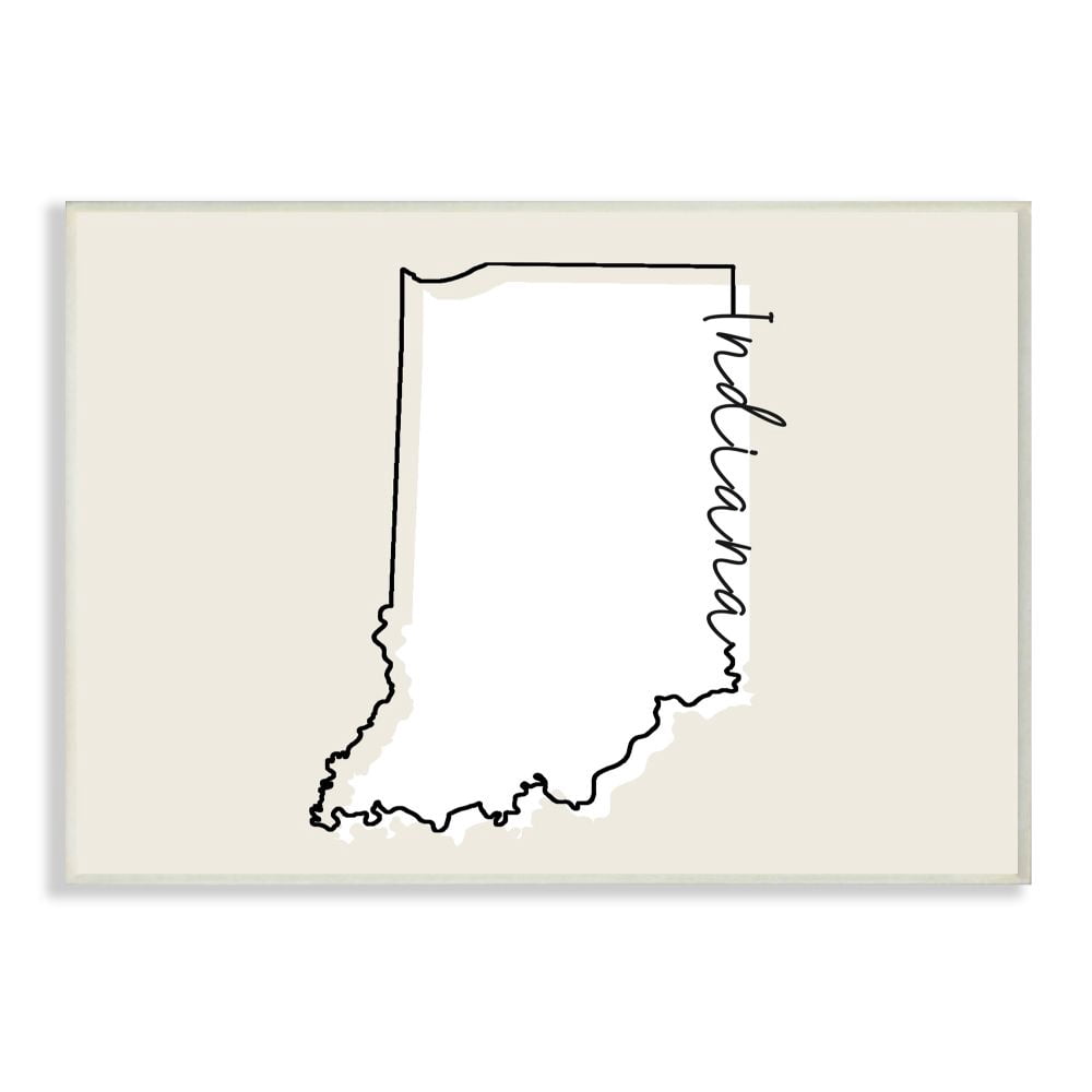 Stupell Industries Indiana Home State Map Neutral Print Design Wall Plaque Art by Daphne Polselli